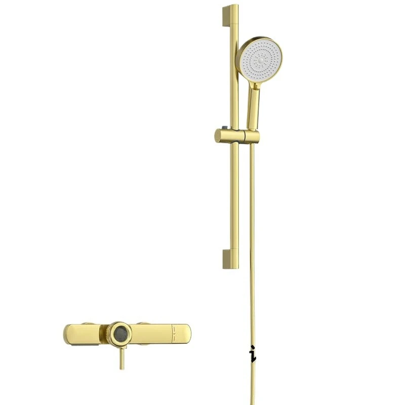 

Brushed gold, simple shower, bathtub shower, lifting rod, waterfall outlet, bathtub shower.