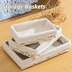 1PCS Woven Storage Basket Kitchen Organizer Hand Fruit Makeup Box Bedroom Bathroom Home Decor Tray Towel Basket Storage Supplies