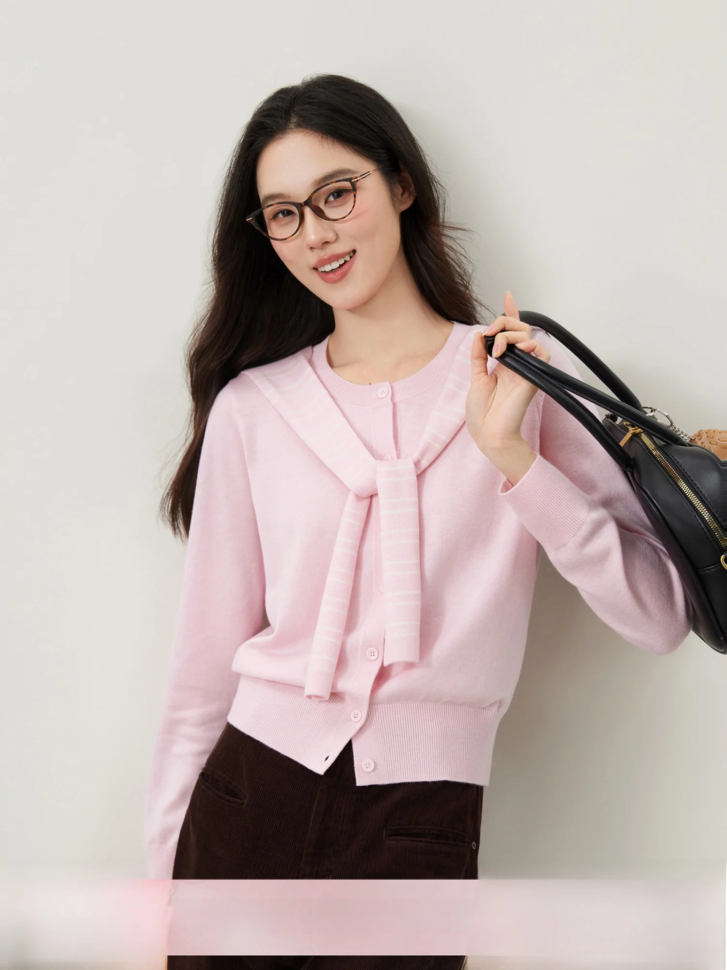 

Женский вязаный свитер Mijia High Quali Preppy Sle в полоску с поясом, круглый вырез, весенняя новинка, повседневный, шерстяной, элегантный