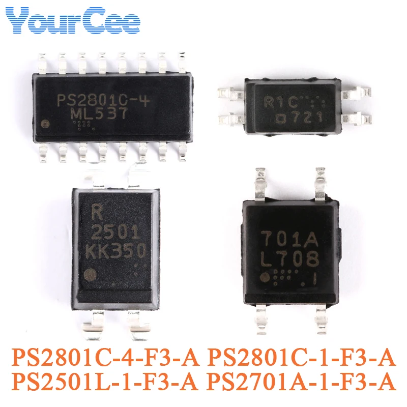 10Pcs PS2801C-1-F3-A PS2801C PS2801 SOP-4 Transistor Output Optocoupler Hi Iso Photo 1-Ch Chip PS2501L-1-F3-A PS2701A-1-F3-A