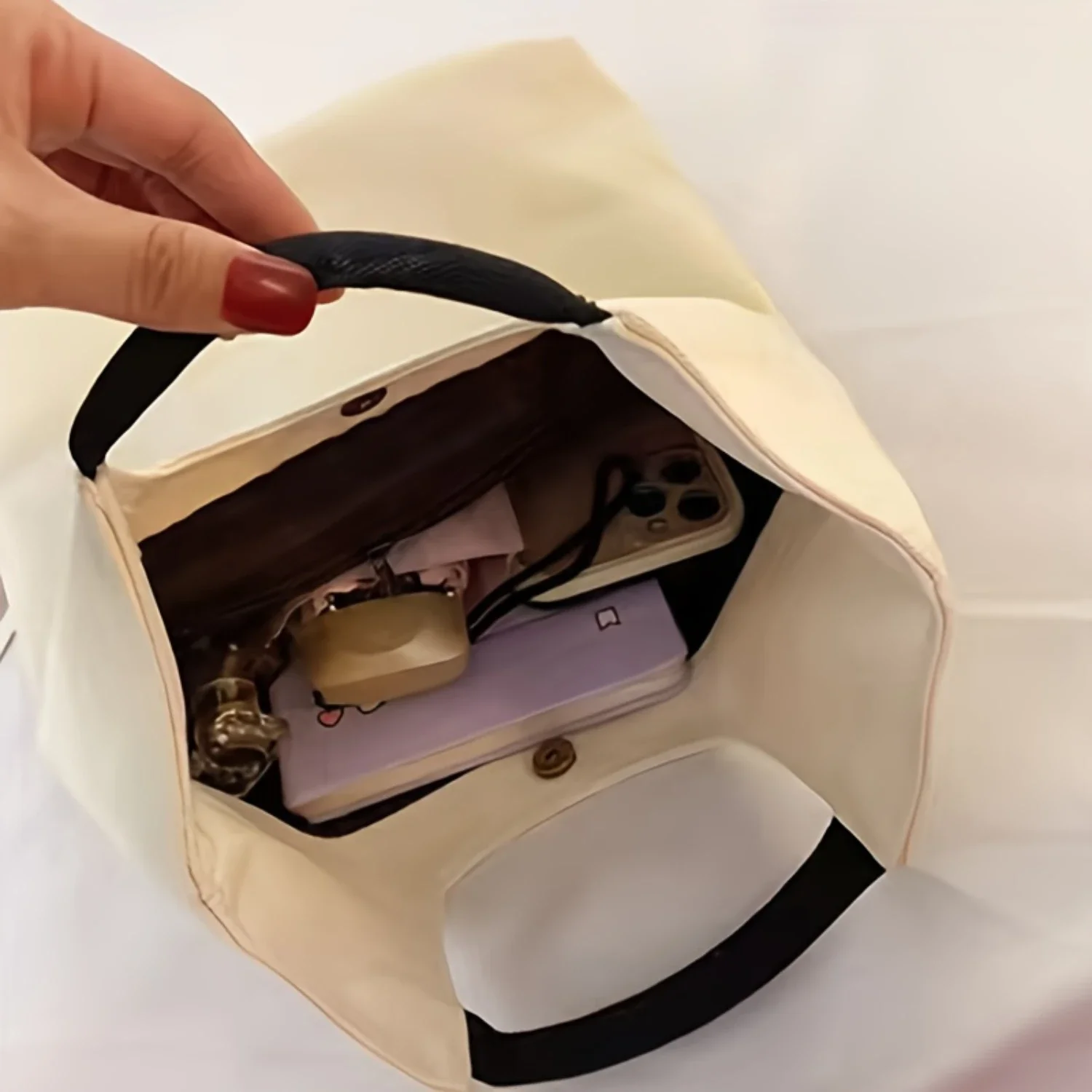 Tote Bag With Handle, Casual Simple Bucket Bag, Ideal For Office, Lunch Box, Student, Fashionable Design