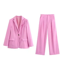 2024 Summer Fashion New Women's Casual European and American Style Direct Cut Suit Coat&Pant Set