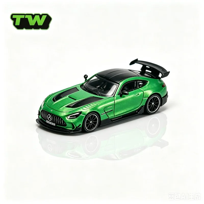 TW 1:64 AMG GT Black Series green alloy casting car model FD3S static ornament, adult collectibles, holiday gifts, boys' toys.