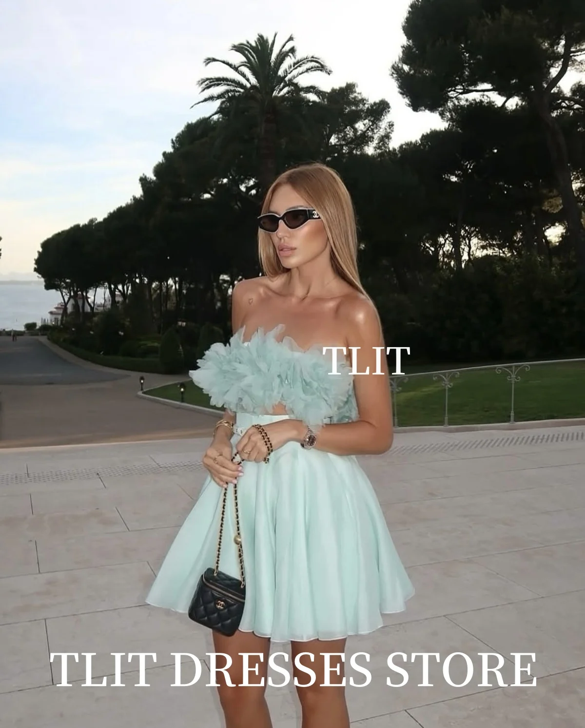 TLIT Короткое вечернее платье феи ярких цветов по индивидуальному заказу فستانlarla без бретелек с аппликациями и цветами, платья для выпускного вечера без рукавов Go