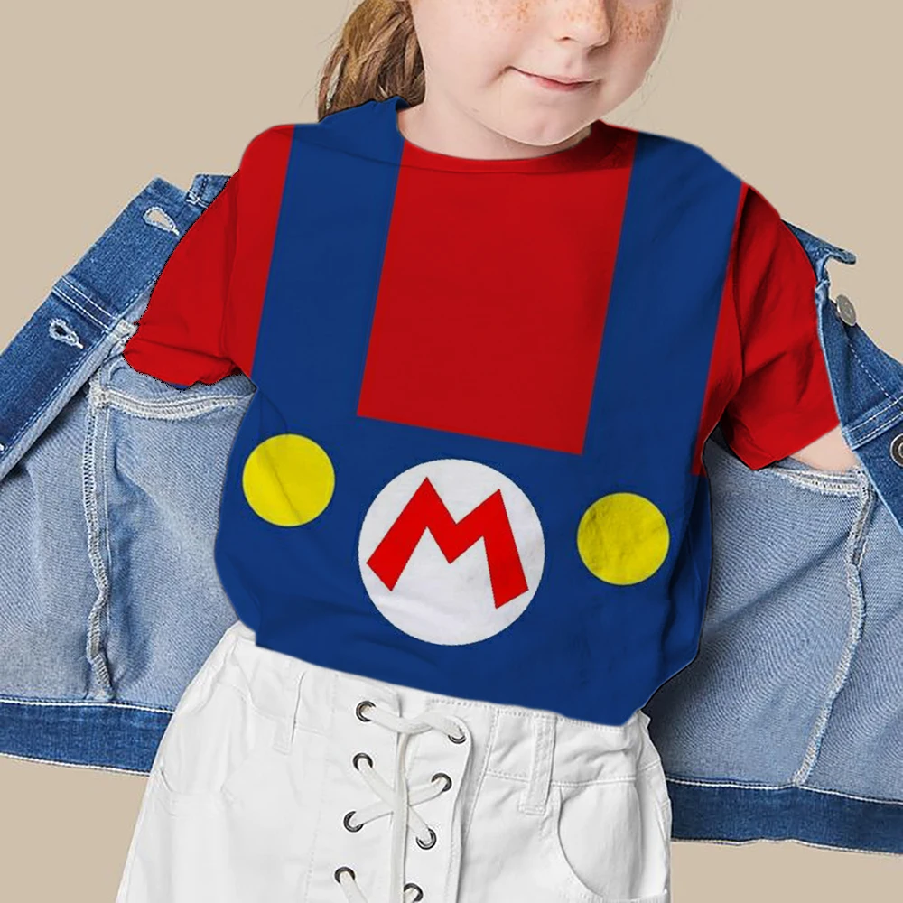 

Super Mario cosplay clothes boys summer round neck short-sleeved, girls fashion casual T-shirt