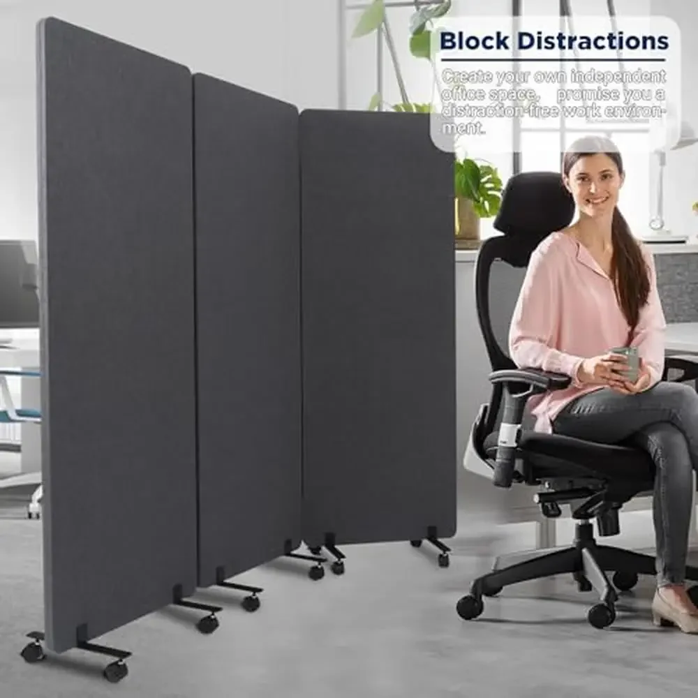 Soundproof Acoustic Office Room Divider Privacy Panel Partition Wall Flexible and Portable with Wheels and Brakes Absorbs 85%