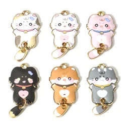 10pcs Rabbit Enamel Charms Pendants Gold Plated Multicolor Cat Animal Necklace Pendants for DIY Earrings Jewelry 3.2cm x 1.6cm