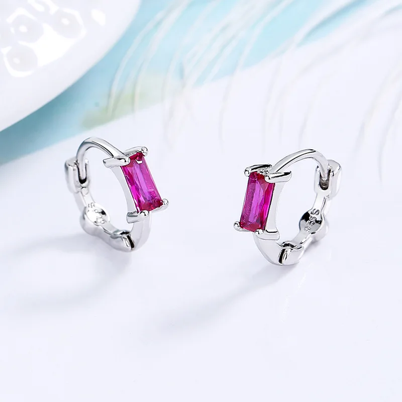 Helix Lobe Crystal Small Stud Hoop Earring Geometric Heart Square CZ Huggie Earrings For Women Wedding Jewelry Gifts