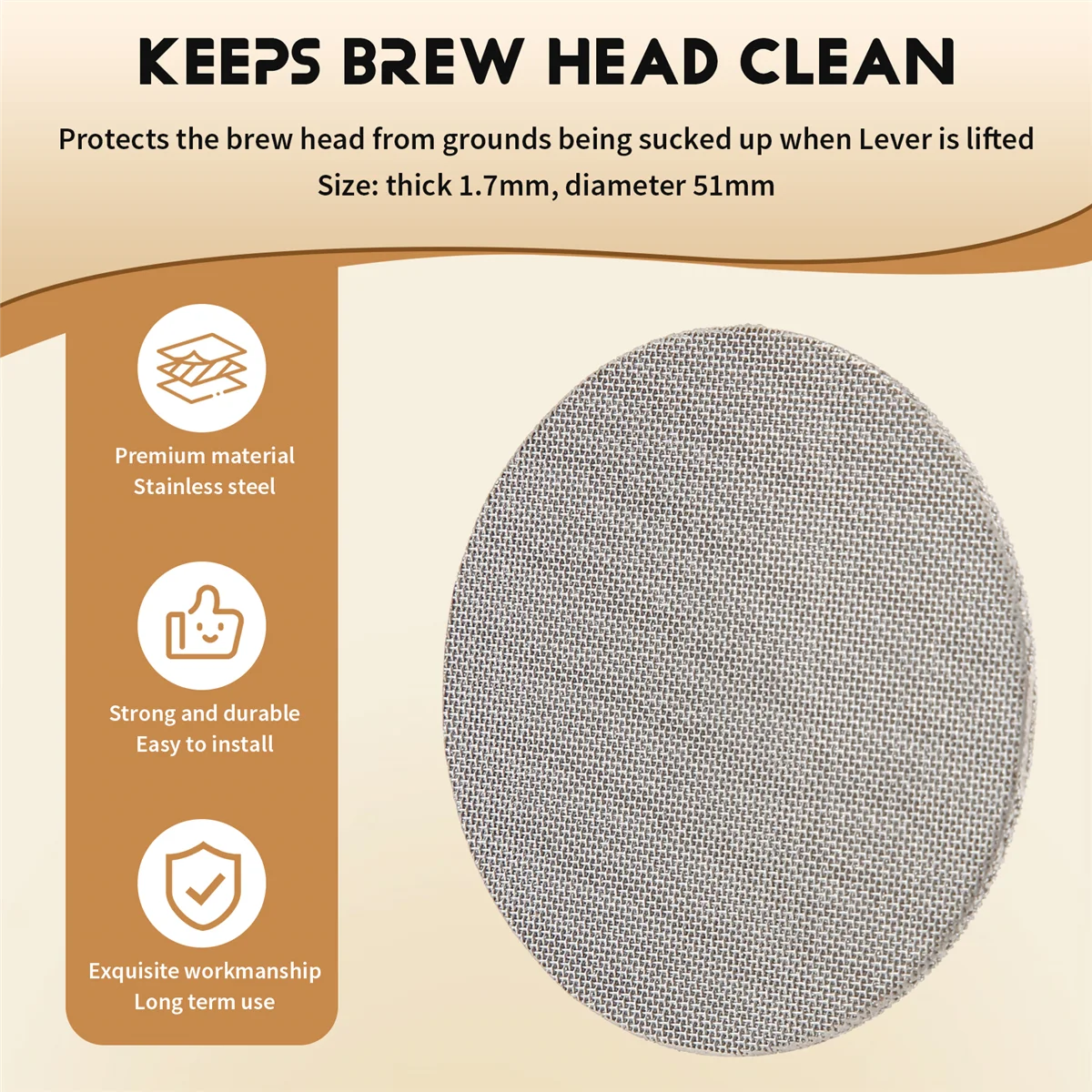 1 peça 51mm tela de disco/portafilter de café expresso tela de chuveiro inferior/tela de contato-aço inoxidável