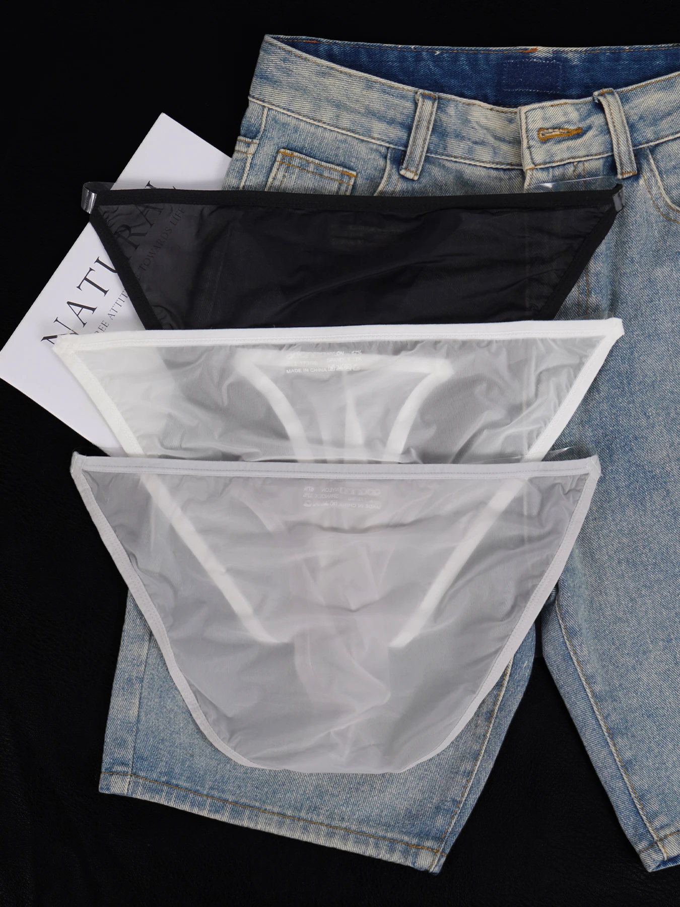 3 PCS Men's Ice Silk Mesh Sheer Ultra-Thin Cooling Briefs, Thin Transparent Waistband Hot Sale Daily Underwear Spring Summer