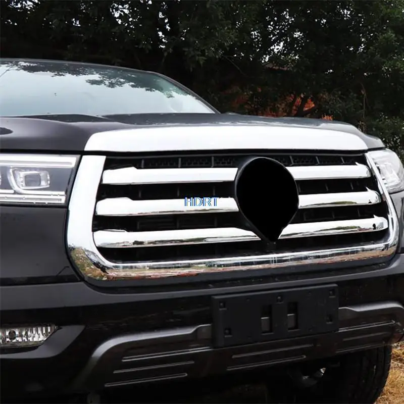 Accessories For GWM Poer Cannon P-Series Ute 2021 + Car Styling Front Mesh Grille Strip Frame Head Bumper Cover Trim Moulding