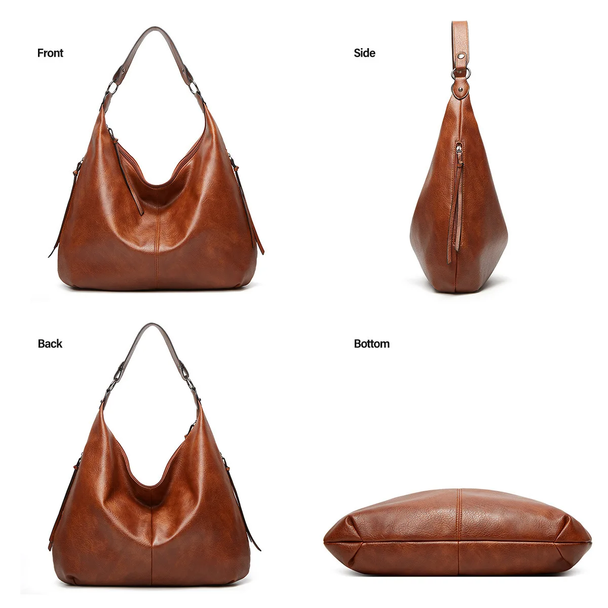 Vegan Leather Shoulder Hobo Everyday Work Tote Bag Soft Leather Large Women Lady Purse Handbag Fashion