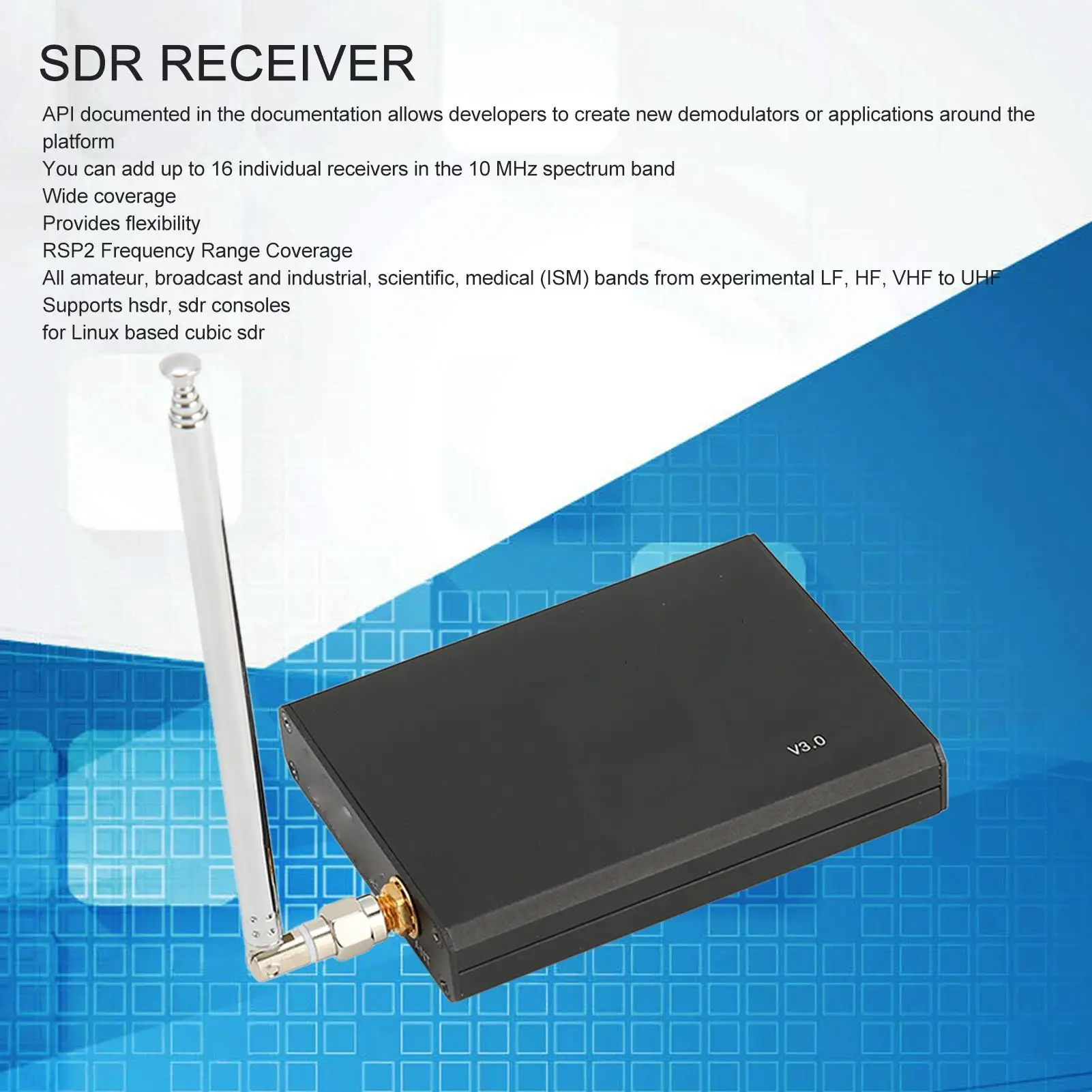 1KHz‑2GHz SDR Shortwave Radio Receiver - High Performance for sdrplay RSP1A