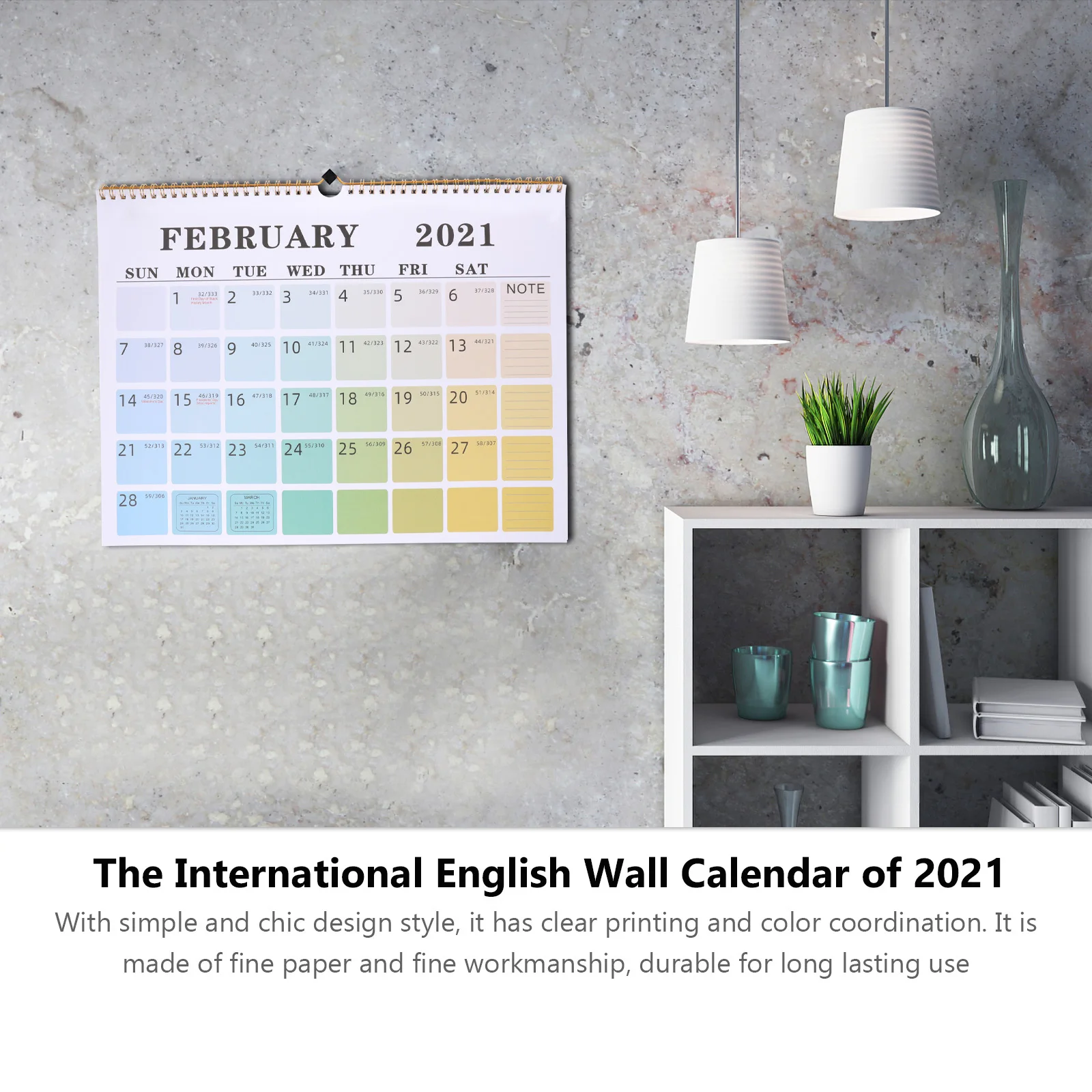 

1pc Wall English Hanging For Office Home Decor Note-Taking Hanging Calendar Notepad Note-Taking Calendar Chic Notepad