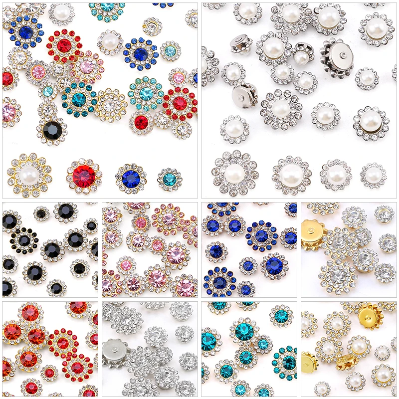 

100pcs Sunflower Claw Rhinestones Sparkling Crystal Glass Beads Button Edging Rhinestones Sewn Clothes And Shoe Bags Accessory