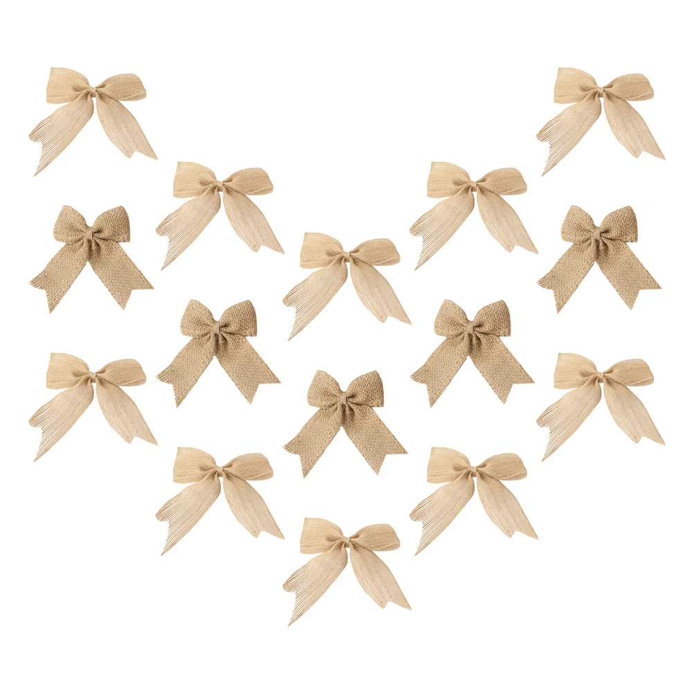 

15Pcs DIY Bowknot Decoration Set Natural Linen Style for Christmas Tree Wedding Party Home Festival Bow Ornaments