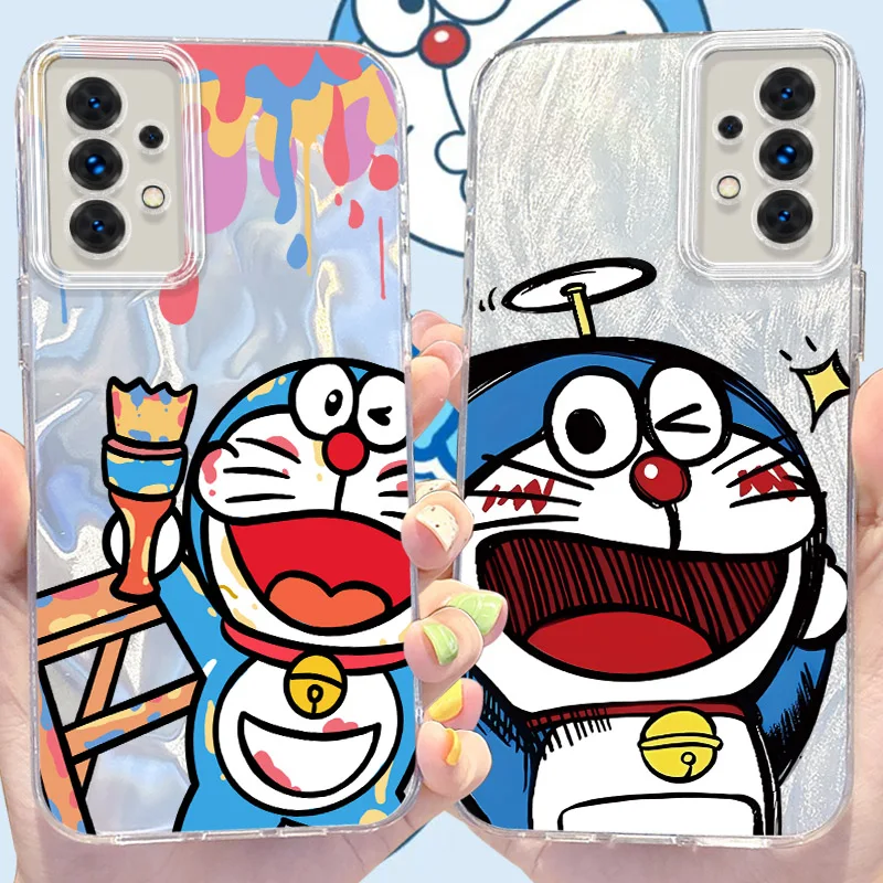 Lovely Doraemon Case for Samsung Galaxy S24 S23 Ultra Plus S21 FE A73 A72 A71 A54 A53 A52 A51 A50 A34 A33 A32 4G 5G Hard Cover