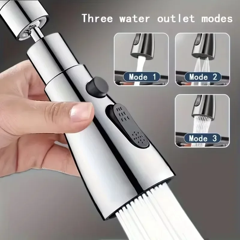 1pc Faucet Extender Metal Alloy,Three Modes,Head Water Saver Home Extended Shower Spray Filter