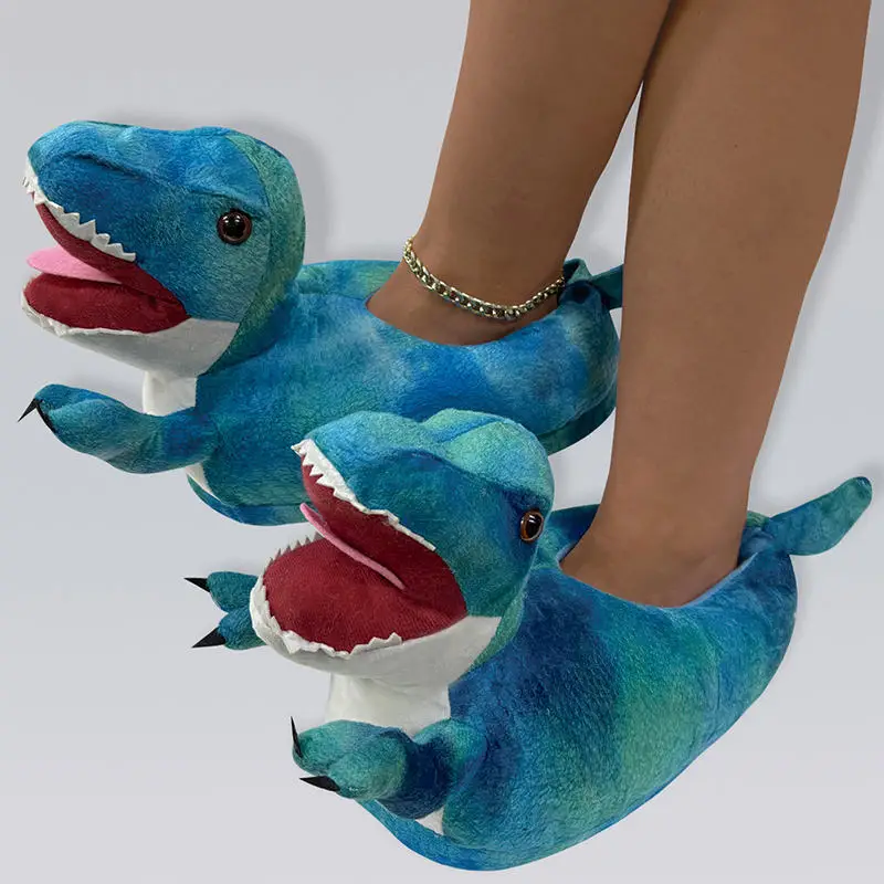 Nowe Kapcie 3D Dinozaury Damskie Męskie Żywe Kreskówkowe Zwierzęta Designerskie Wsuwane Buty Damskie Domowe Puszyste Klapki Dino Chmura Kapcie Domowe