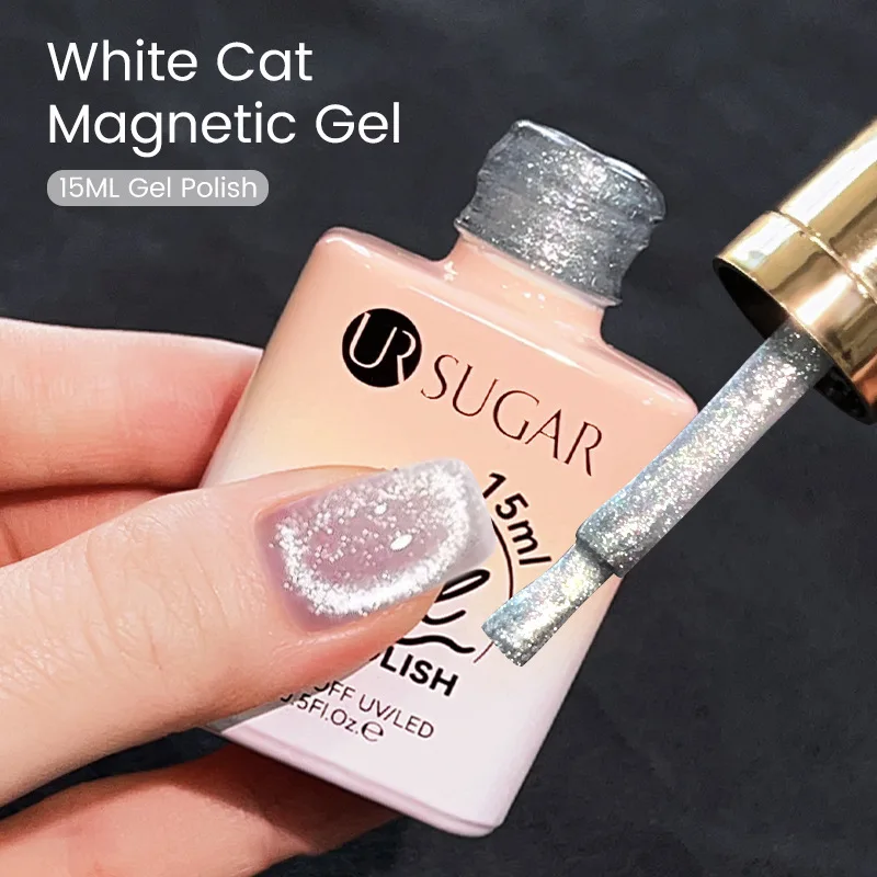 UR SUGAR 15ml White Cat Magnetic Gel For Nail Bright Color Nail Polish Galactic Effect Moonlight Magnetic Gel Crystal Gel Polish