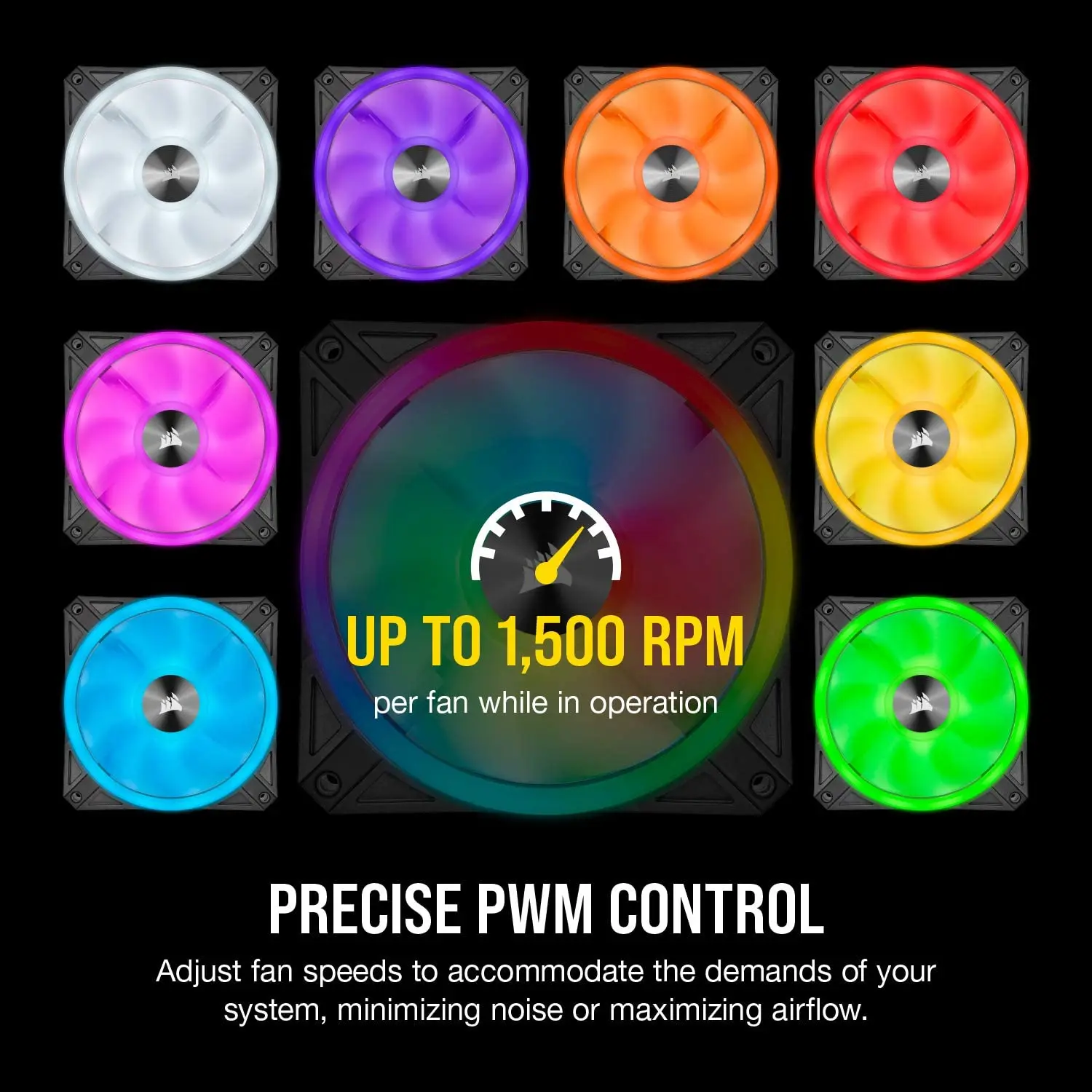 Corsair iCUE QL120 RGB, 120 mm RGB LED PWM Fan (Speeds Up to 1,500 RPM, Low-Noise) Single pack - Black/White