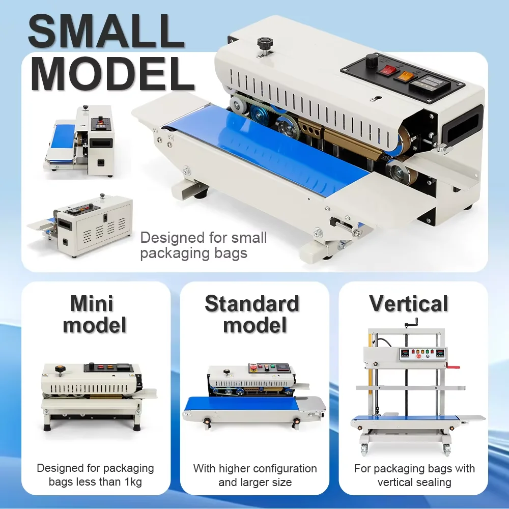 VONPACK L1 Heat Sealing Machine Continuous Band Sealer Automatic Plastic Bag Film Food Sealer Machine for Food Tea Kitchen