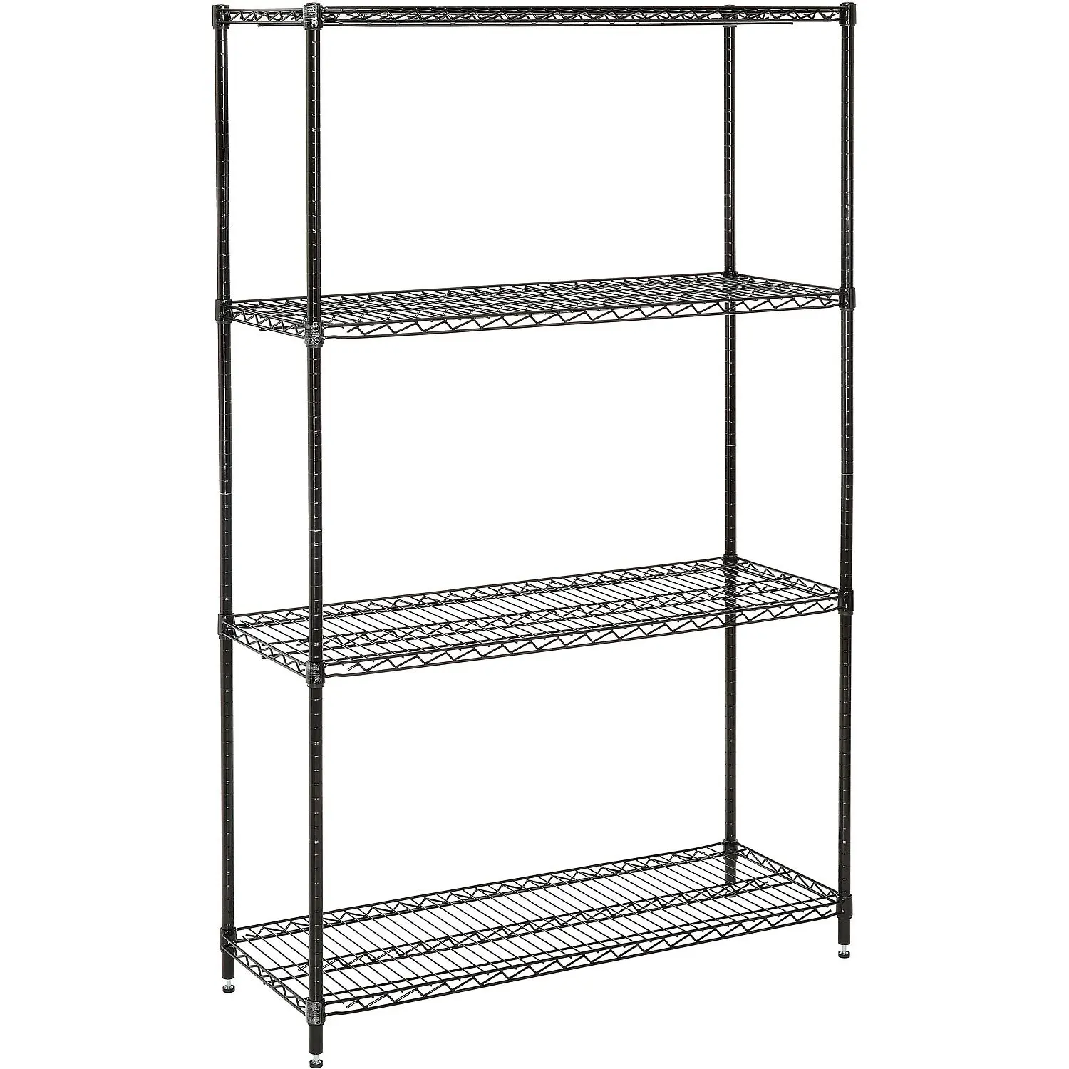 

Nexel Economy Adjustable Wire Shelving Unit, 4 Tier, NSF Listed Commercial Storage Rack, 18" x 48" x 74", Black Epoxy