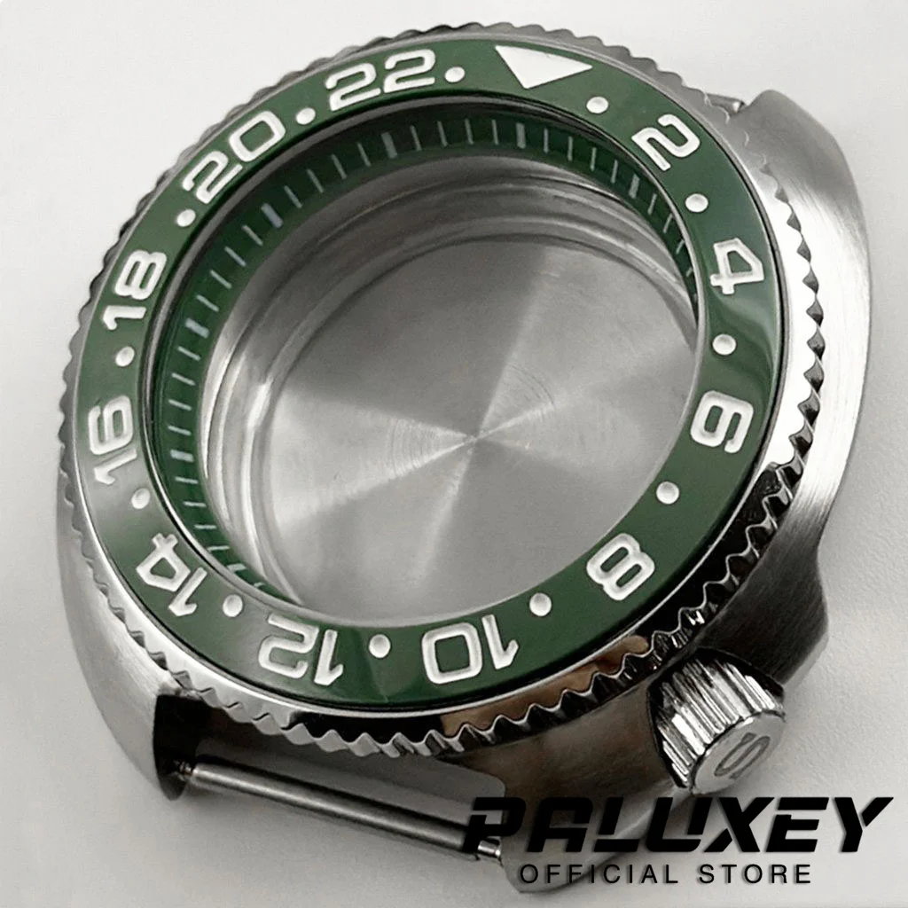 44mm Green Ring Silver Case Watch Case for Abalone Captain Turtle Watch for NH35 NH36 NH38 Movement Watch Replace Parts NH35 Mod