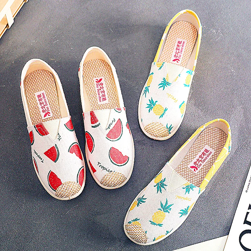 Canvas Flat Bottomed Fisherman Shoes Mesh Fabric Breathable Comfortable Fashionable Printed Upper Casual Board Shoes