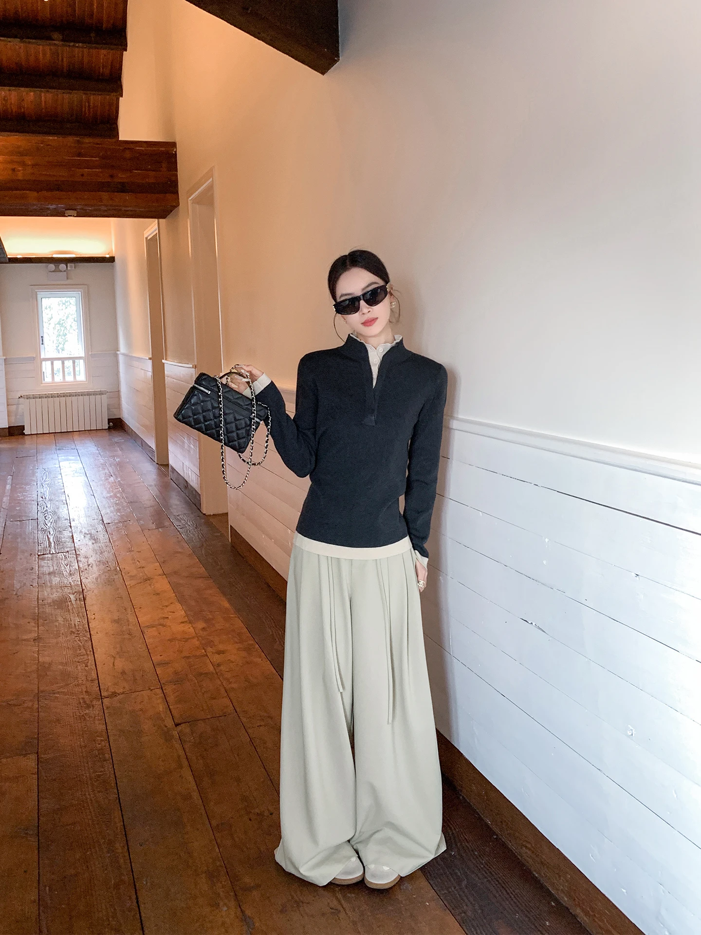 

Binguo Women's Casual Straight Leg Pants Dstring Leisure Sle Spring New Faion Slimming Personali Casual Trousers