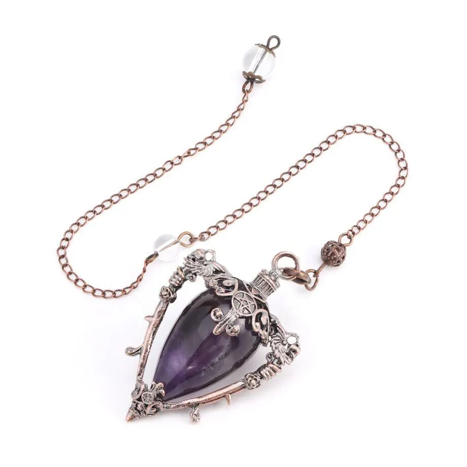 Grand pendentif en pierre naturelle, pendentif en cristal, Divination, obsidienne noire, améthystes, Lapis, Quartz rose, Reiki, spirituel veritable , divinatoires de haute précision  pendule pierre naturelle X210