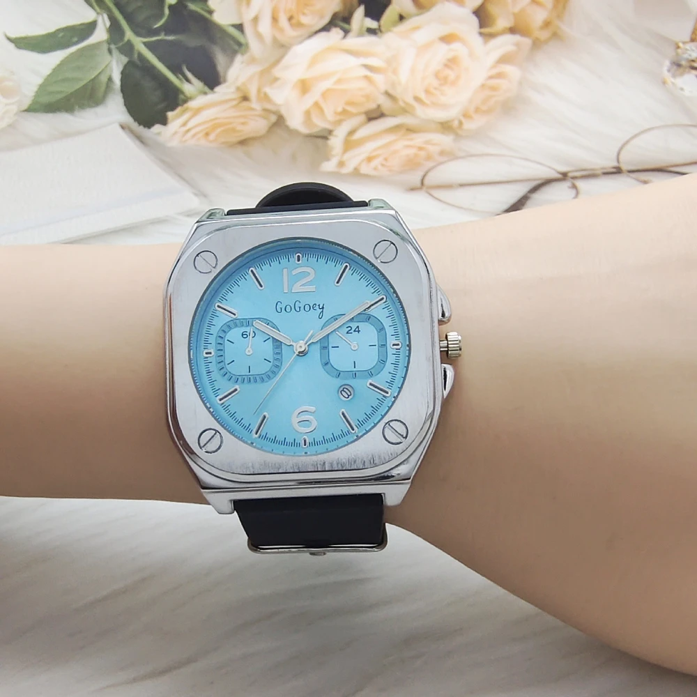 Женские роскошные часы, квадратные женские часы, модные кварцевые наручные часы, кожаный ремешок, завинчивающаяся корона, Reloj Mujer