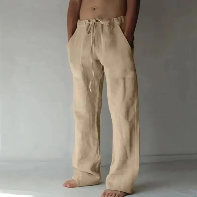 

summer spring 2024 New Men's Cotton Linen Pants Male Autumn New Breathable Solid Color Linen Trousers Fitness Streetwear S-3XL