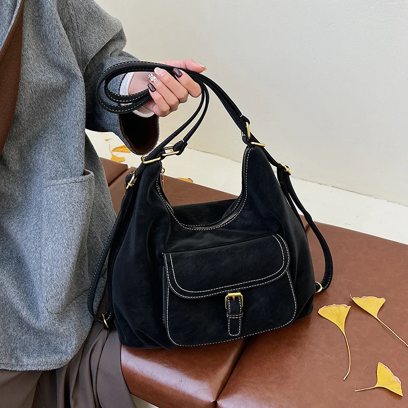 

Винтажный рюкзак 2025 года, нишевая большая сумка для женщин, многофункциональная сумка через плечо, просторная сумка через плечо «день-ночь», текстурированный слинг