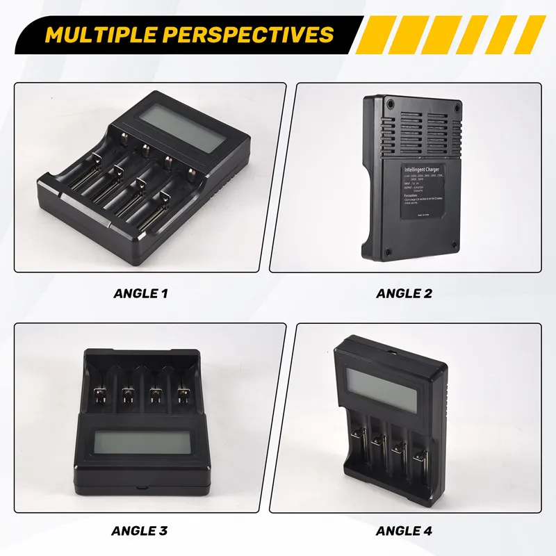 A73E-18650 Battery Charger, LCD Display Speed Batteries Charger With 4 Bay Discharge Function For Rechargeable 3.7V Li-Ion Batte