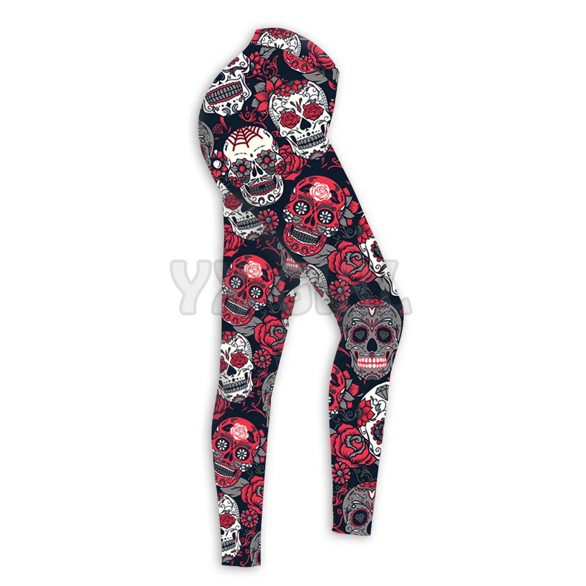 You Will Dead Day Floral Sugar Skull 3D Printed Leggings Sexy Elastic Female Skinny Leggings Gothic Yoga Leggings