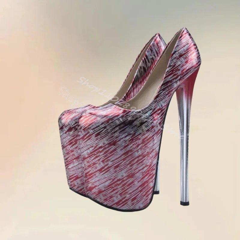 Rode Graffiti Print Ronde Neus Platform Pompen Slip Op Vrouwen Schoenen Stiletto Hoge Hakken Sexy Party Feest 2024 Zapatos Para Mujere