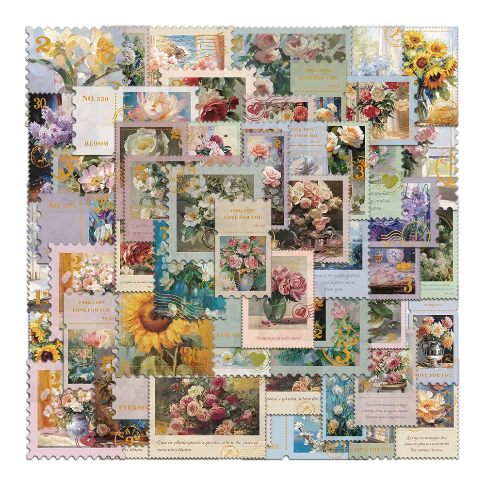 50/PCS Paper Flower Wind Ticket Simple and Creative INS Style Phone Case Laptop DIY Decorative Stickers