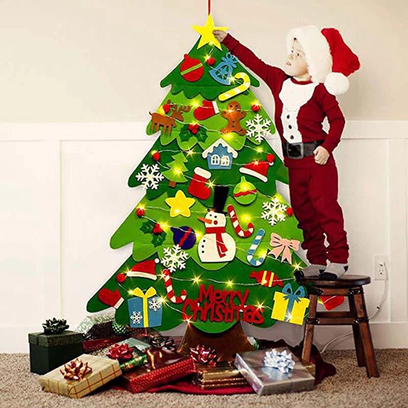 DIY Felt Christmas Tree ตกแต่งคริสต์มาสสําหรับ Home Navidad 2025 ปีใหม่เครื่องประดับคริสต์มาส Santa Claus Xmas เด็กของขวัญ