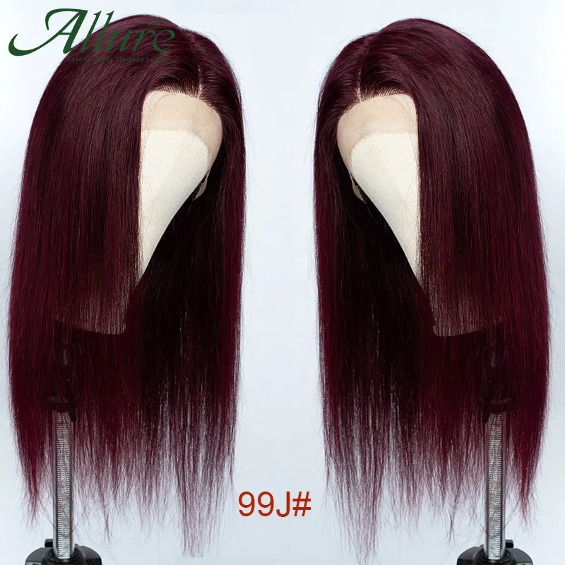 99J parrucche per capelli umani con parte anteriore in pizzo dritto parrucche per capelli neri da donna colorate bordeaux 13x5x1 mette in evidenza parrucche per capelli brasiliani Allure