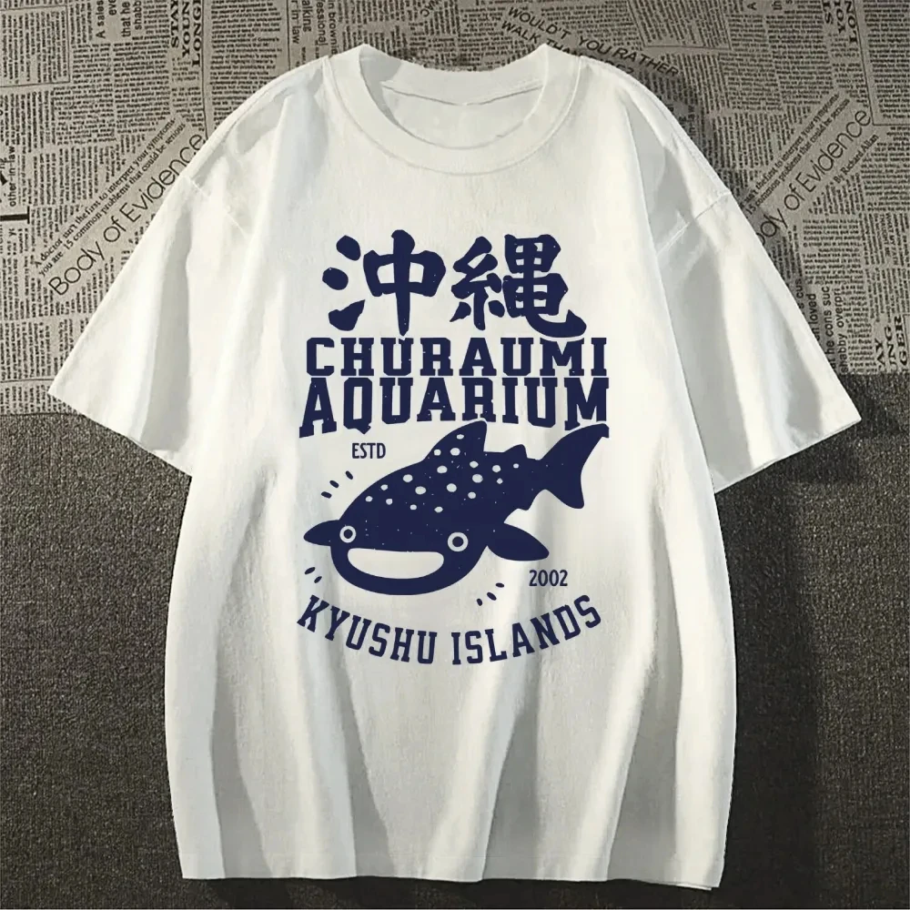 Okinawa Beautiful Sea Water Clan Pavilion Kyushu Islands Japanese Style Pure Cotton Round Neck Printed Outdoor Fitness T-shirt