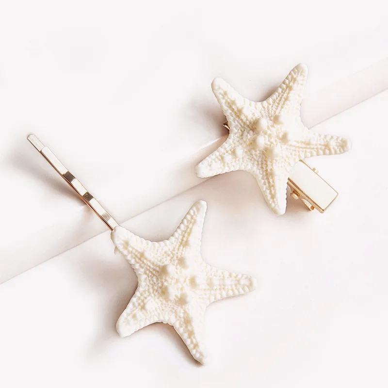 2PCS Starfish Sea Star Hairpin Natural Elegant Hair Clip Hairgrips Headwear Headdress Jewelry For Women Girls Hair Accessories