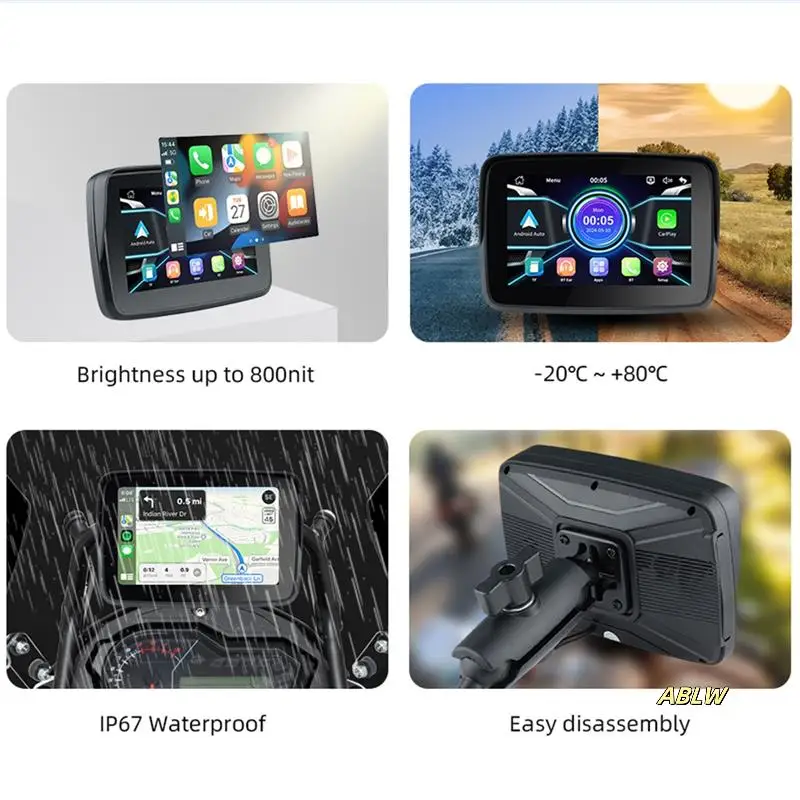

For Android Wireless Carplay Moto 5 Inch Portable Digital Motorcycle Dashboard Navigation Display Screen