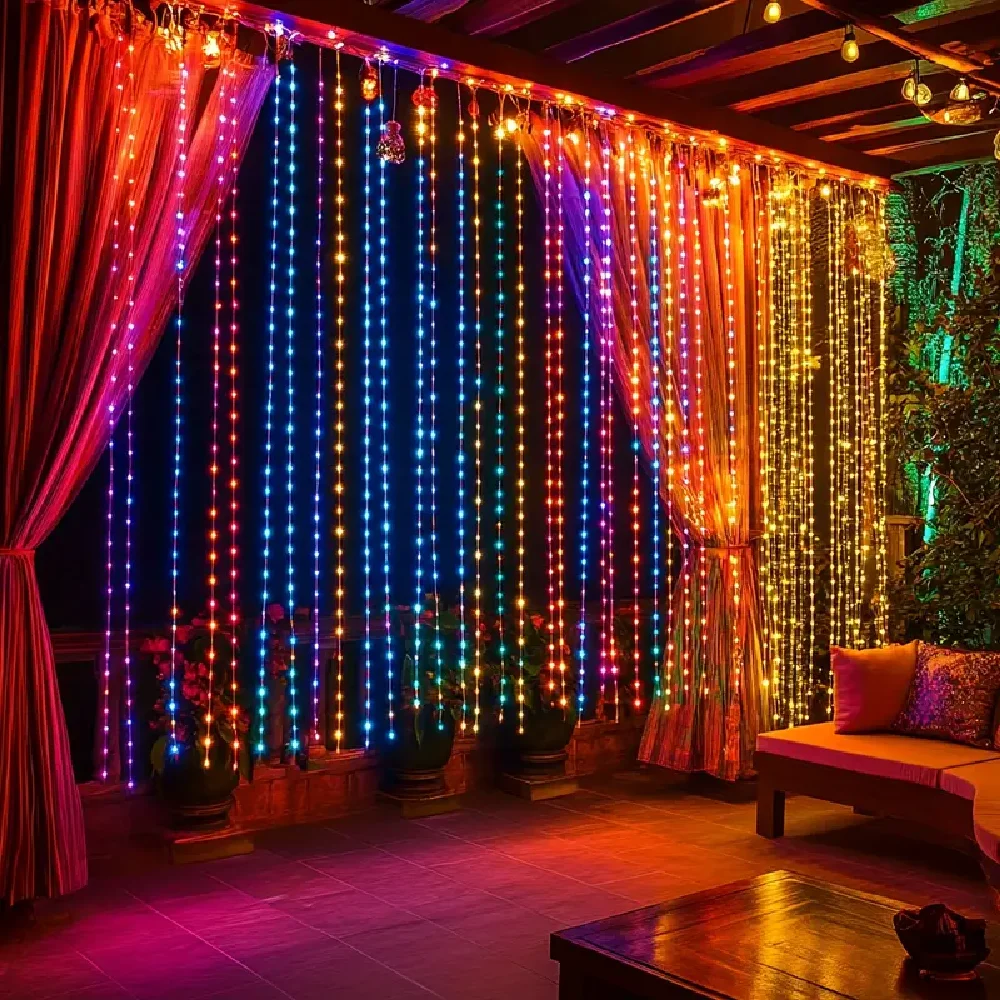 Tenda solare con 8 modalità, stringa di luce fata per gazebo da giardino, feste, festival, matrimoni, decorazioni natalizie di Halloween