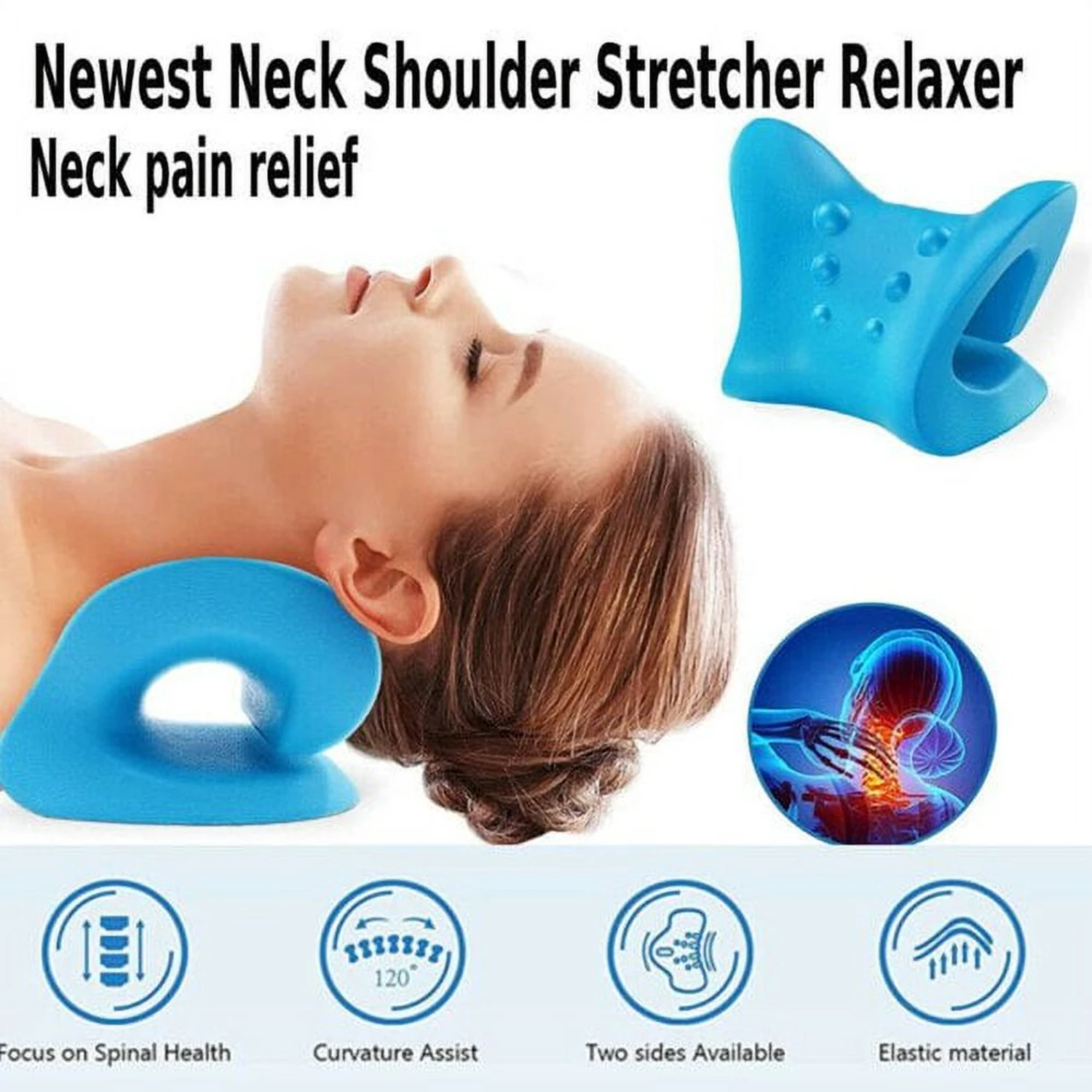 

Neck Traction Pillow Rest Cloud Cushion Support for Pain Relief