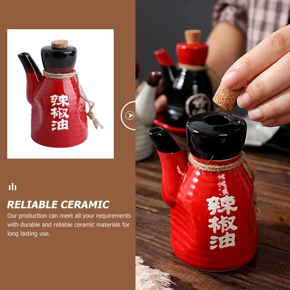 Ceramic Soy Sauce Bottle Spice Seasoning Pot Home Condiment Dispenser Japanese Style Oil Liquid Jar