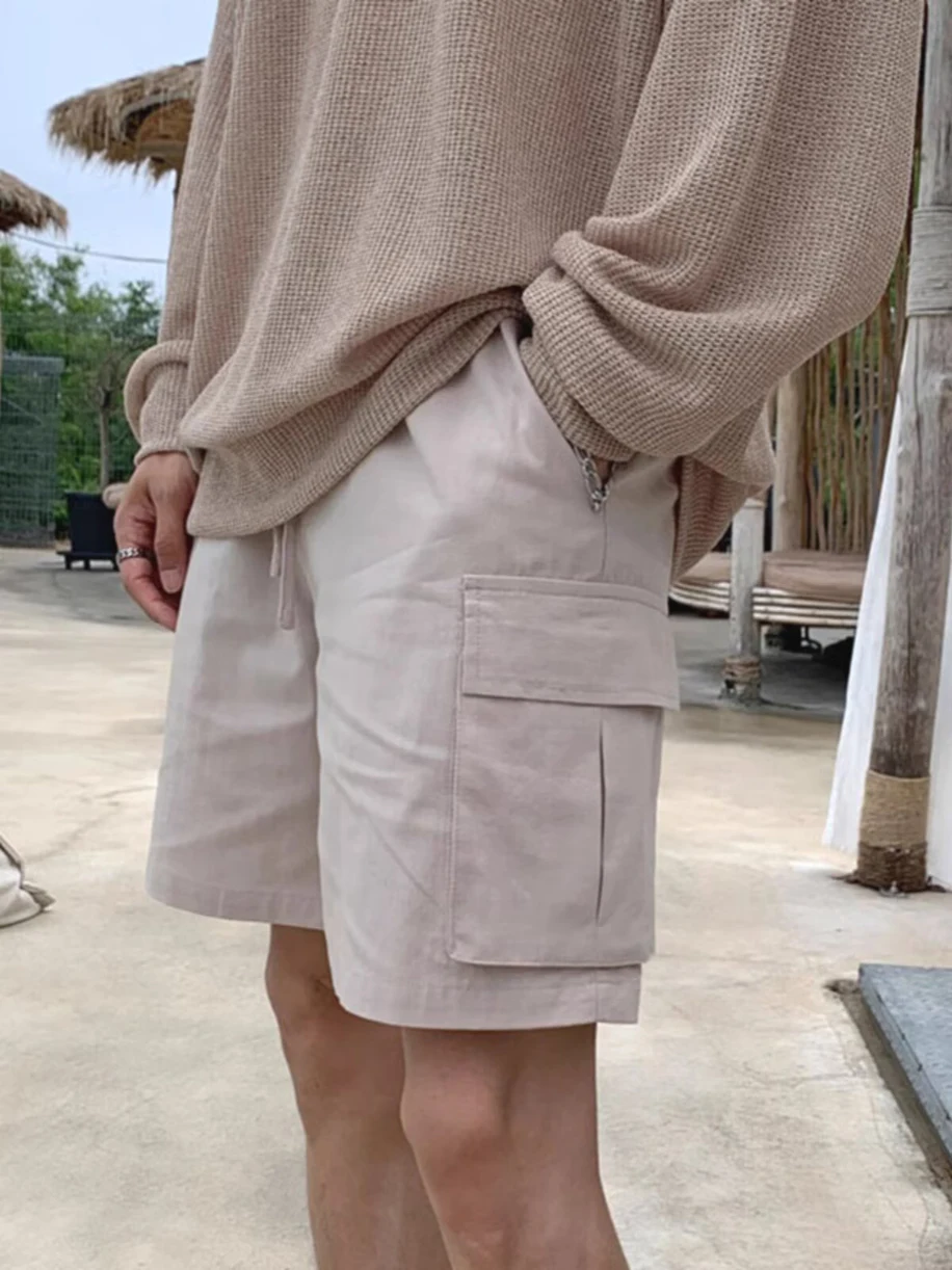 

Мужские спортивные штаны American Sle из чистого хлопка для активного отдыха, повседневные, длиной до колена, с завязками, с множеством карманов