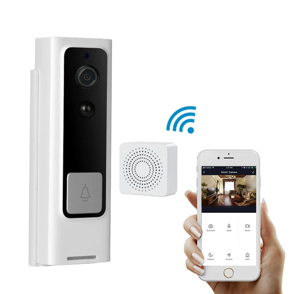 Energia da bateria longo tempo de espera wi fi campainha sem fio intercom vídeo porta telefone com carrilhão usb visualizador visual da porta