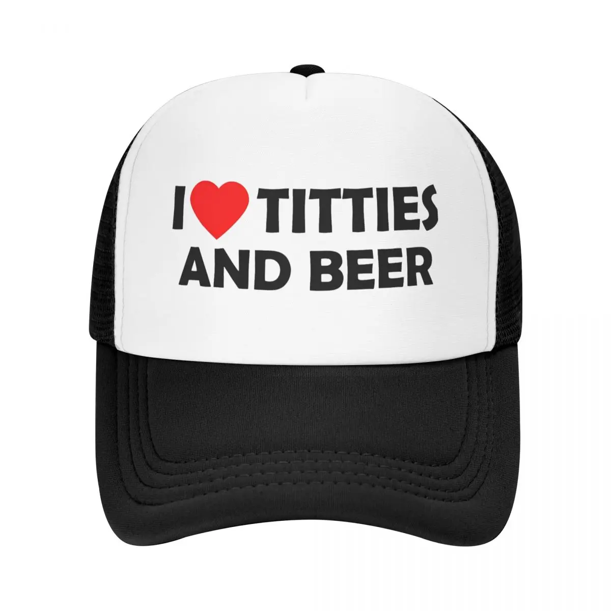 

I Love Titties And Beer Outfit Foam Mesh Trucker Hat Unisex Breathable Mesh-back Snapback Cap Sturdy Adjustbale