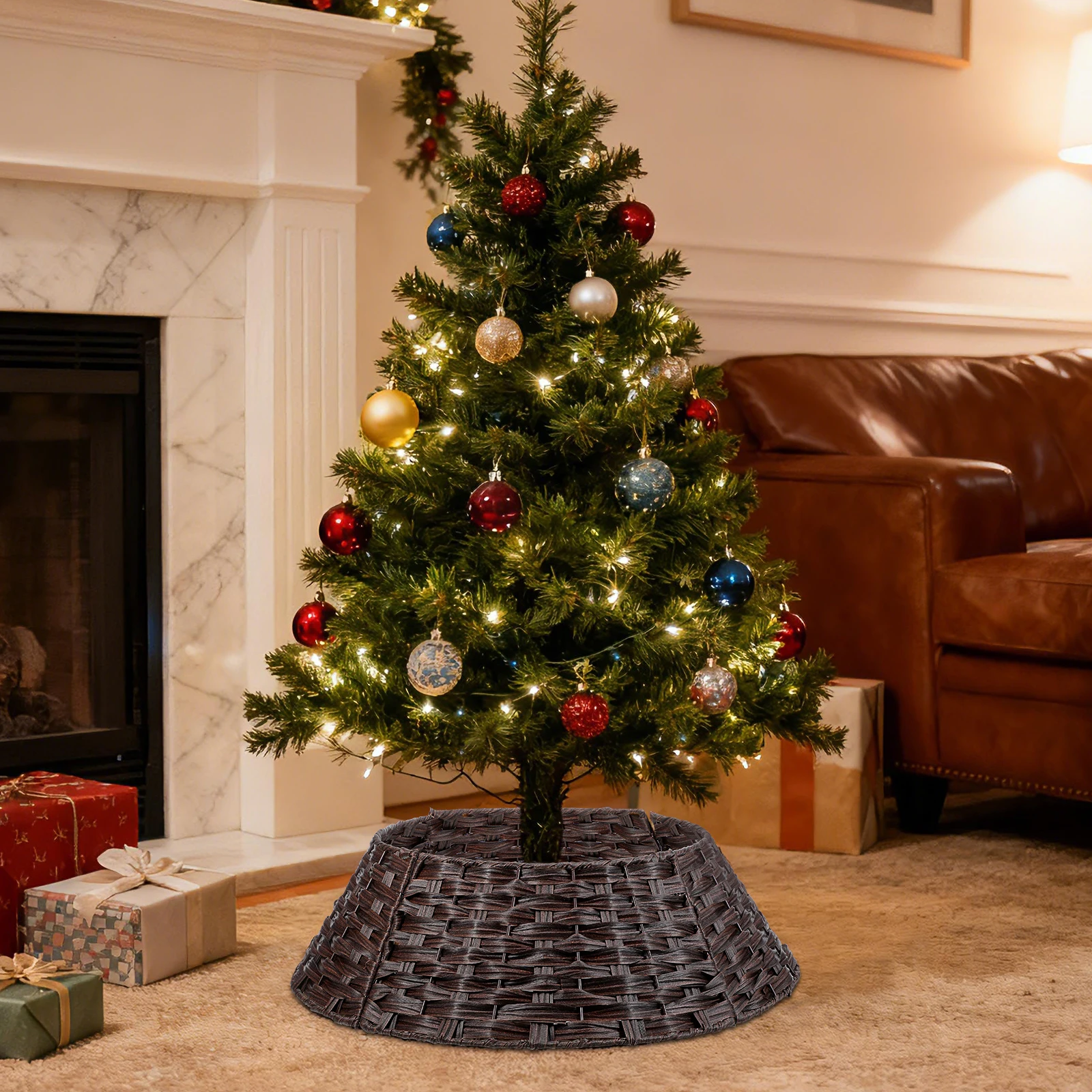 

Christmas Tree Skirt Plastic Tree Collar Christmas Base Cover Holiday Decoration Xmas Home Shop Hotel Xmas Decor